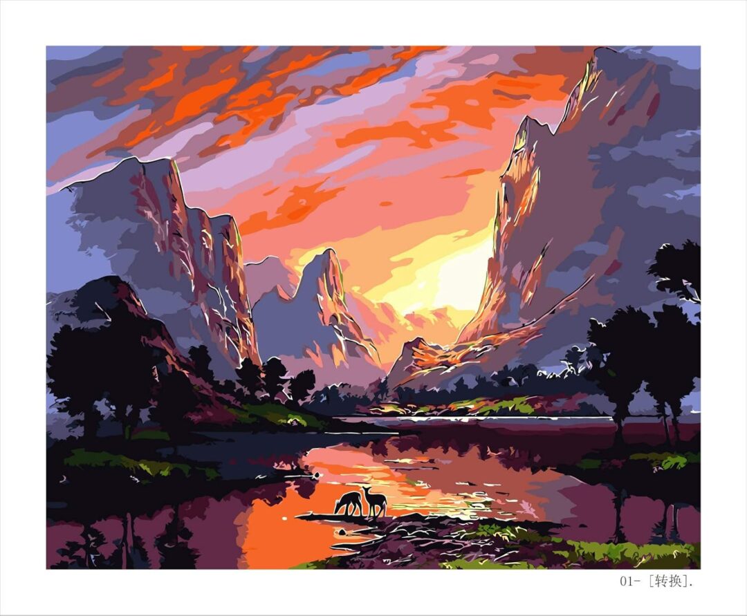 Bright Sunset in the Mountains