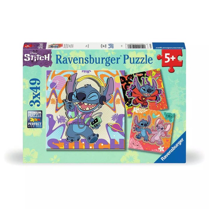 Disney Stitch Play the Day Away – 3 x 49 Pieces – Ravensburger puzzle box