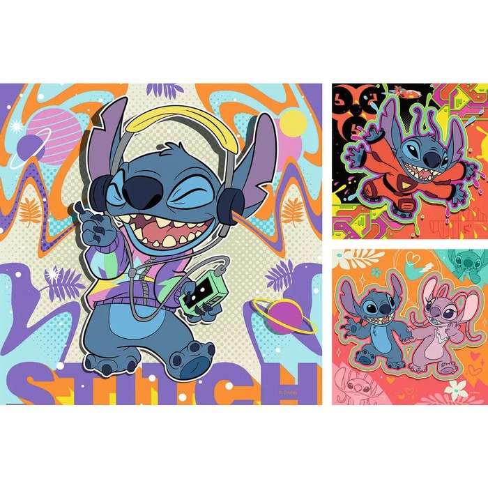 Disney Stitch Play the Day Away – 3 x 49 Pieces – finished puzzle image