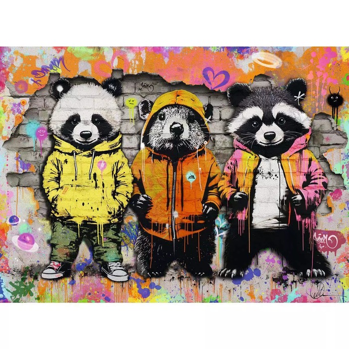 Furry Friends Graffiti – 500 Pieces – finished puzzle image