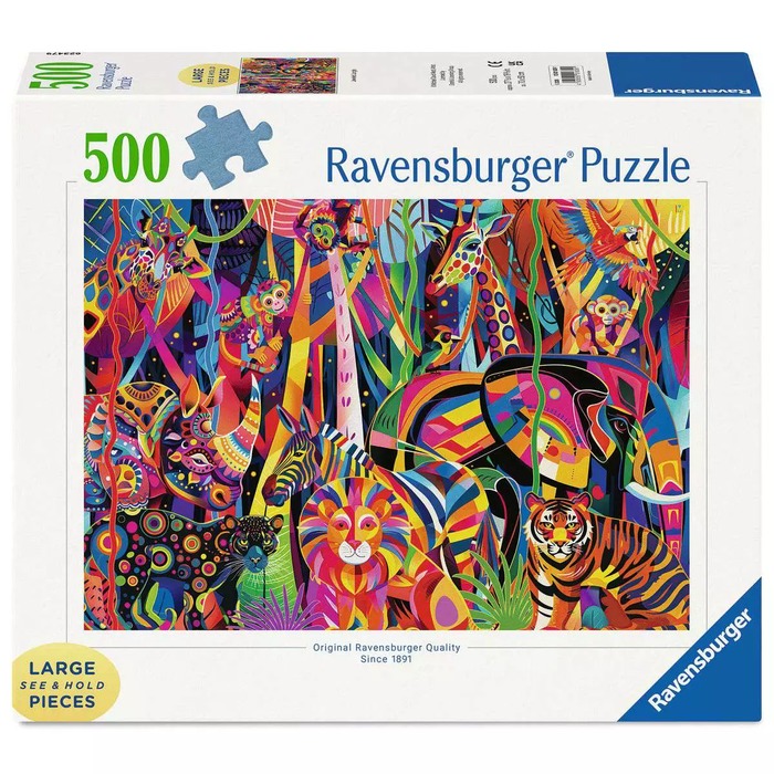 Jeweled Jungle – 500 Large Pieces (box) Jeweled Jungle – 500 Large Pieces – Ravensburger puzzle box