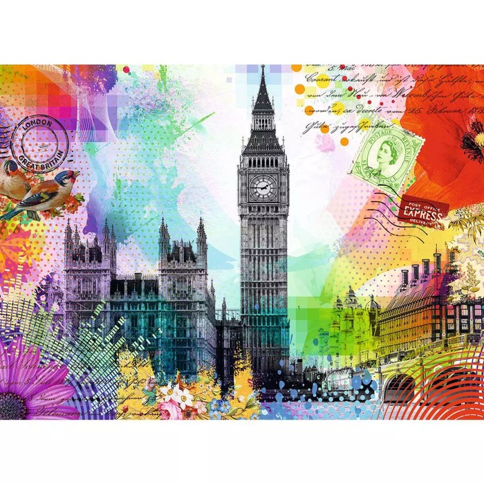 London Postcard – 500 Pieces – finished puzzle image