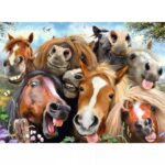 Selfies Horsing Around – 500 Pieces – finished puzzle image