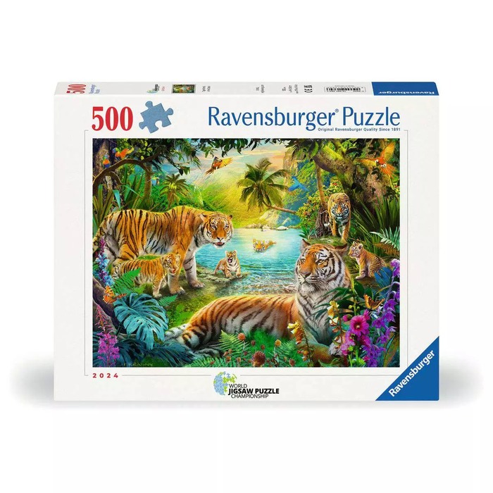 Tiger Family in the Oasis – 500 Pieces – Ravensburger puzzle box